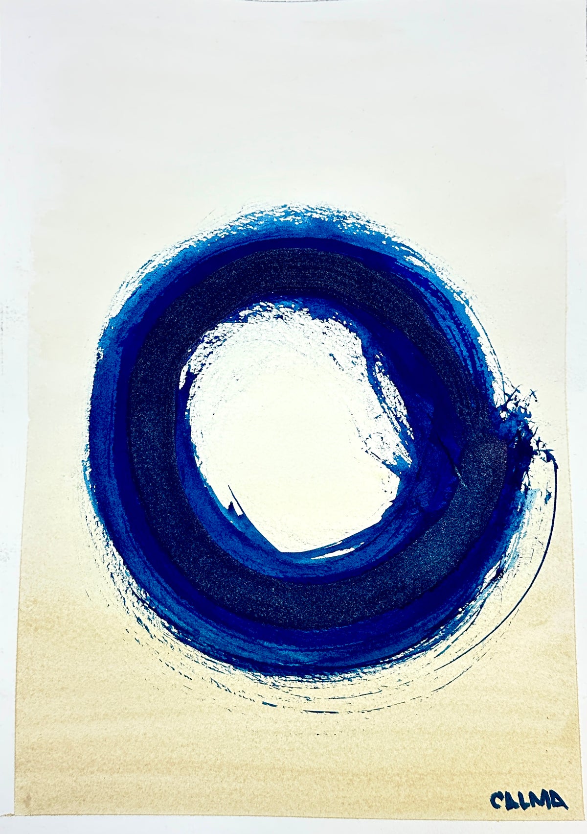 Blue circle on tan