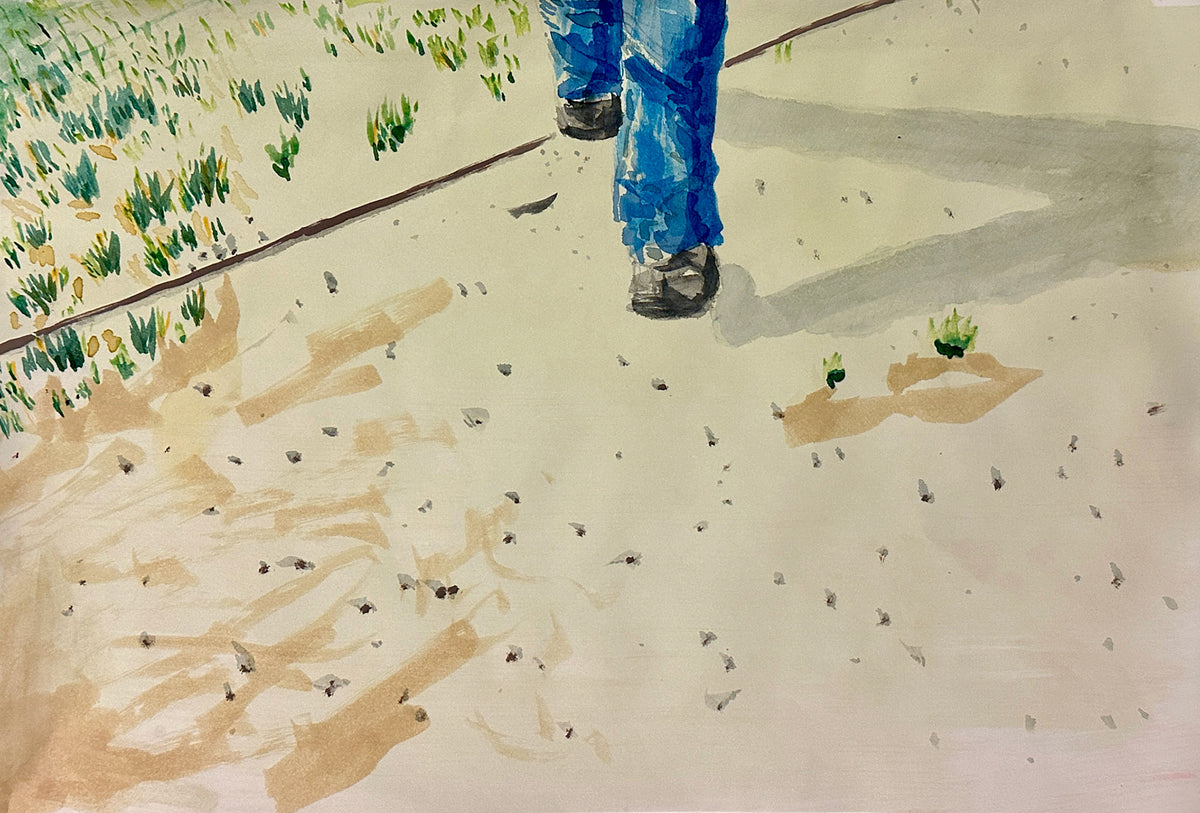 Emerald Documentary 2, 2025, mixed-media painting on paper by CALMA