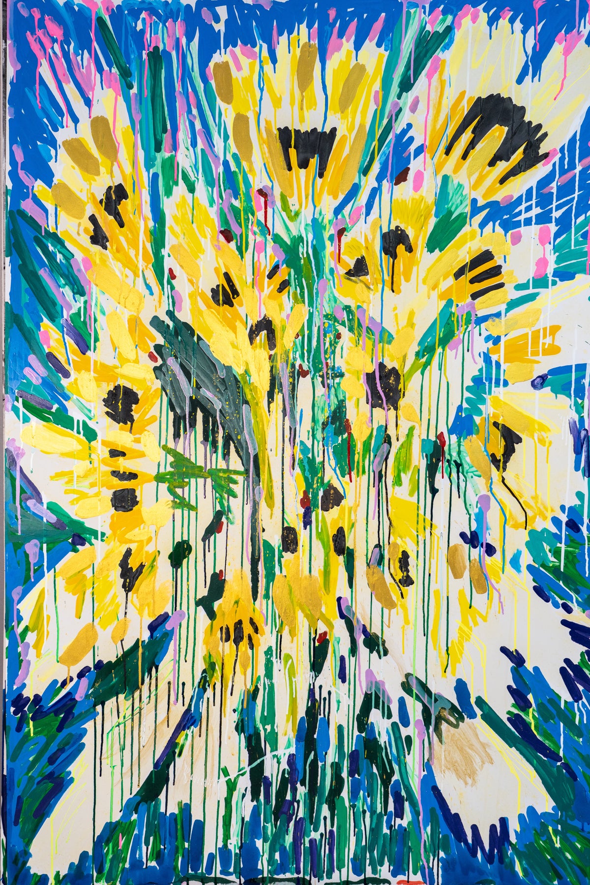 Sunflower Bouquet in the Rain
