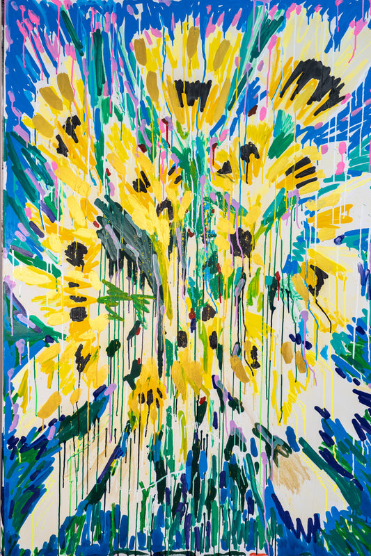 Sunflower Bouquet in the Rain